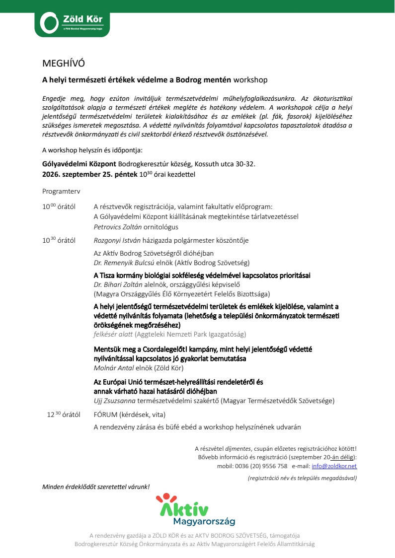 Zöld Kör Workshop - Bodrogkeresztúr